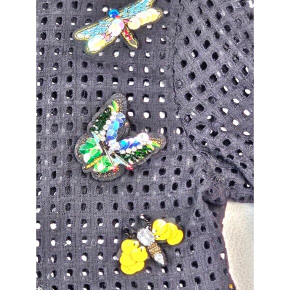 Adore Black Crochet & Velvet Top With Embellished Flared Sleeves L - Picture 12 of 12